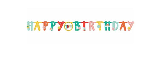 Rainbow retro Birthday banner